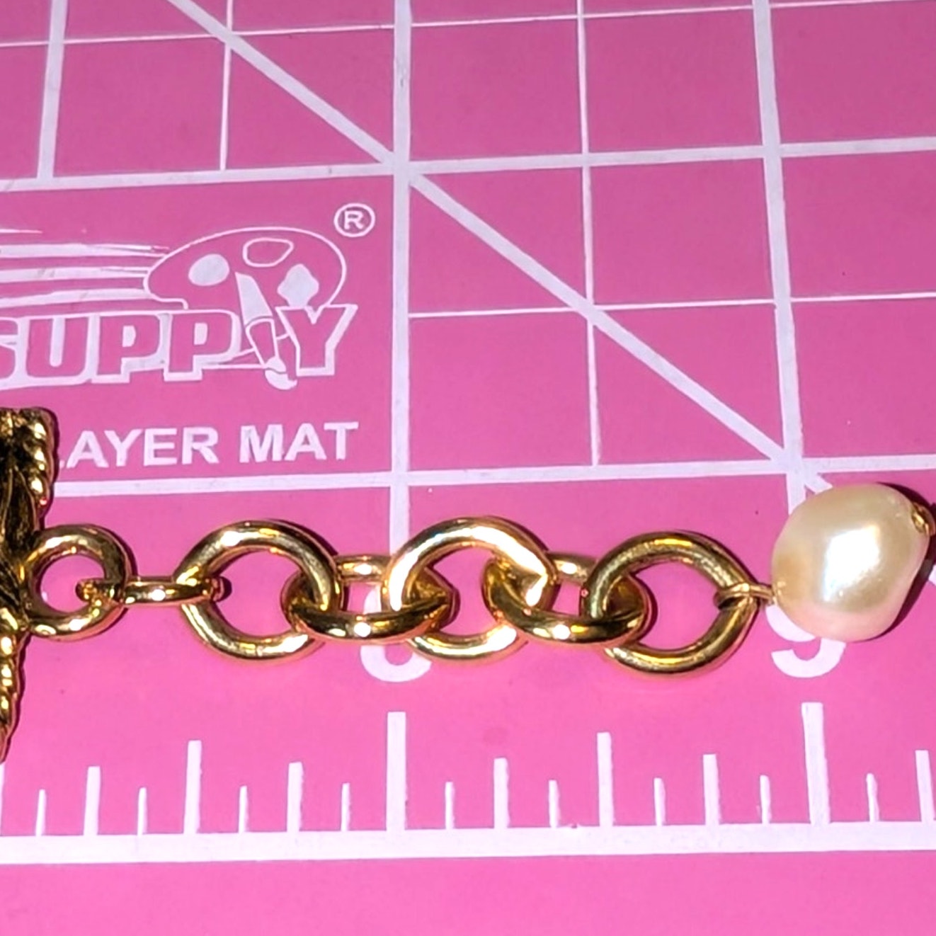 VTG Joan Rivers Gold Tone Faux Baroque Pearl Triple Strand Hook Clasp Bracelet
