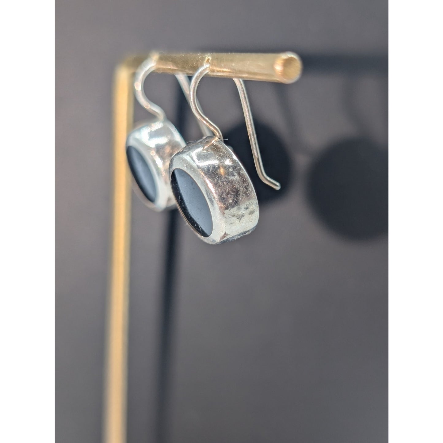 Retired Silpada Black Onyx Inlay Sterling Silver Wire Earrings