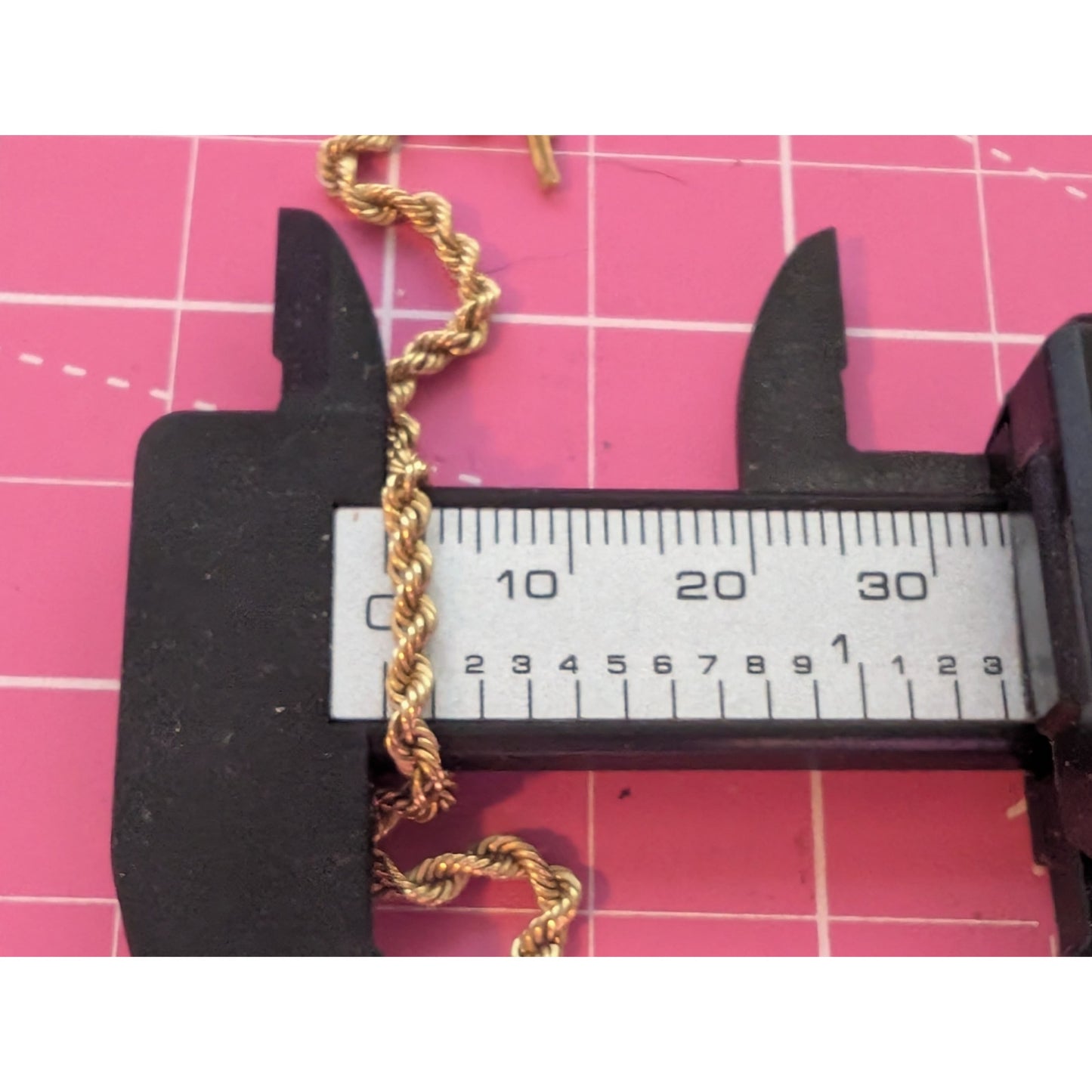 Vintage 14K Yellow Gold 18.5" Rope Chain Necklace Slide in Clasp w/ Safety 9.60g
