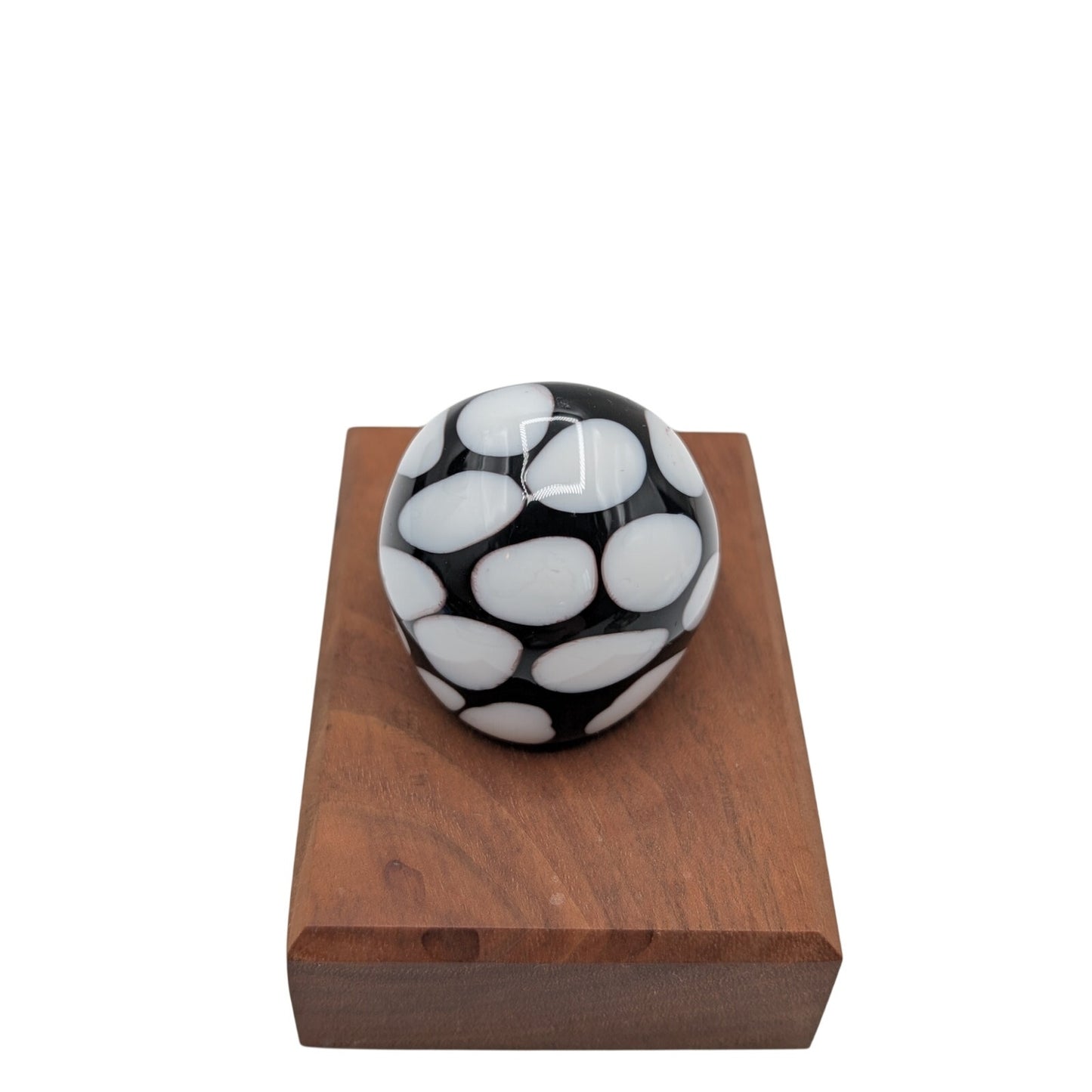 Chunky Black Polka Dot Lampwork Glass Dome Ring Size 6