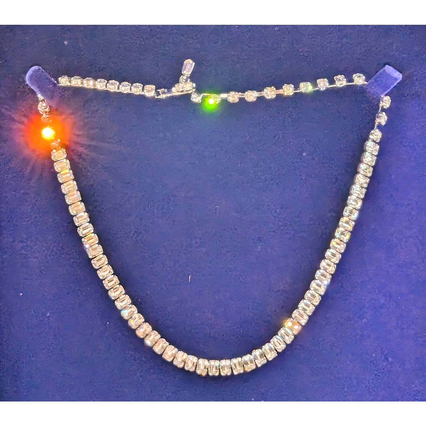 Vintage Weiss Signed Brilliant Cut Clear Baguette Rhinestone 16.5" Necklace