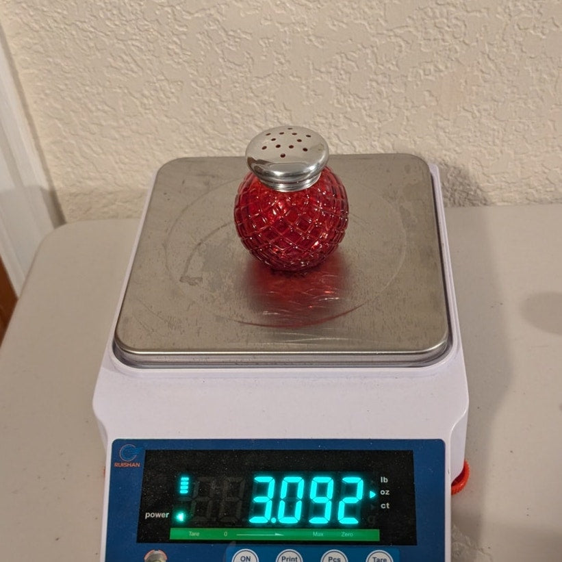 Vintage Avon Red Glass  1.5 Oz Charisma Powder Sachet Shaker Bottle