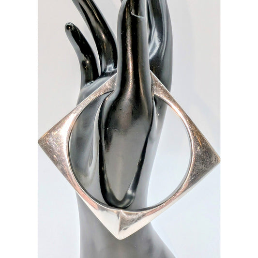 VTG Unsigned Tested Sterling Silver Square Art Deco Bangle Bracelet 45.91g