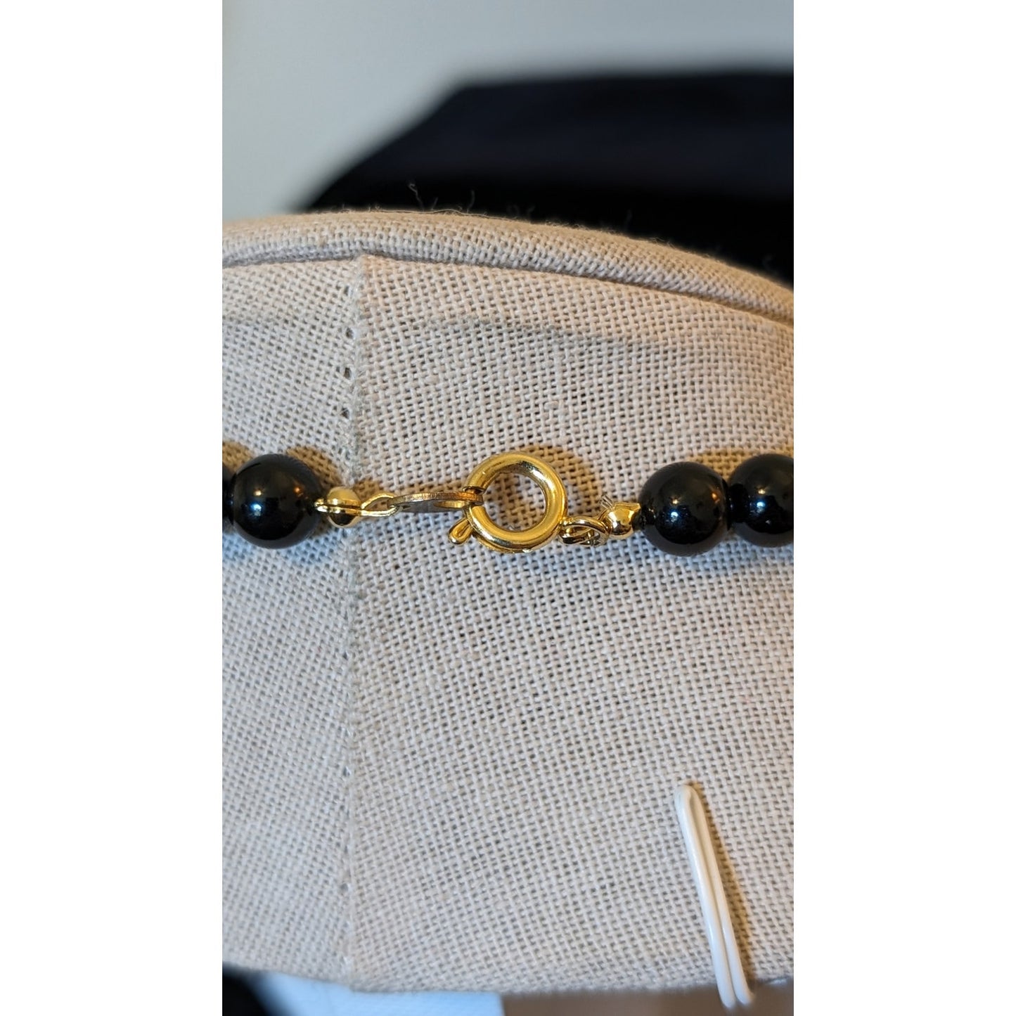 Two Black/Gold & Painted Beaded Vintage 24" & 28" Necklaces