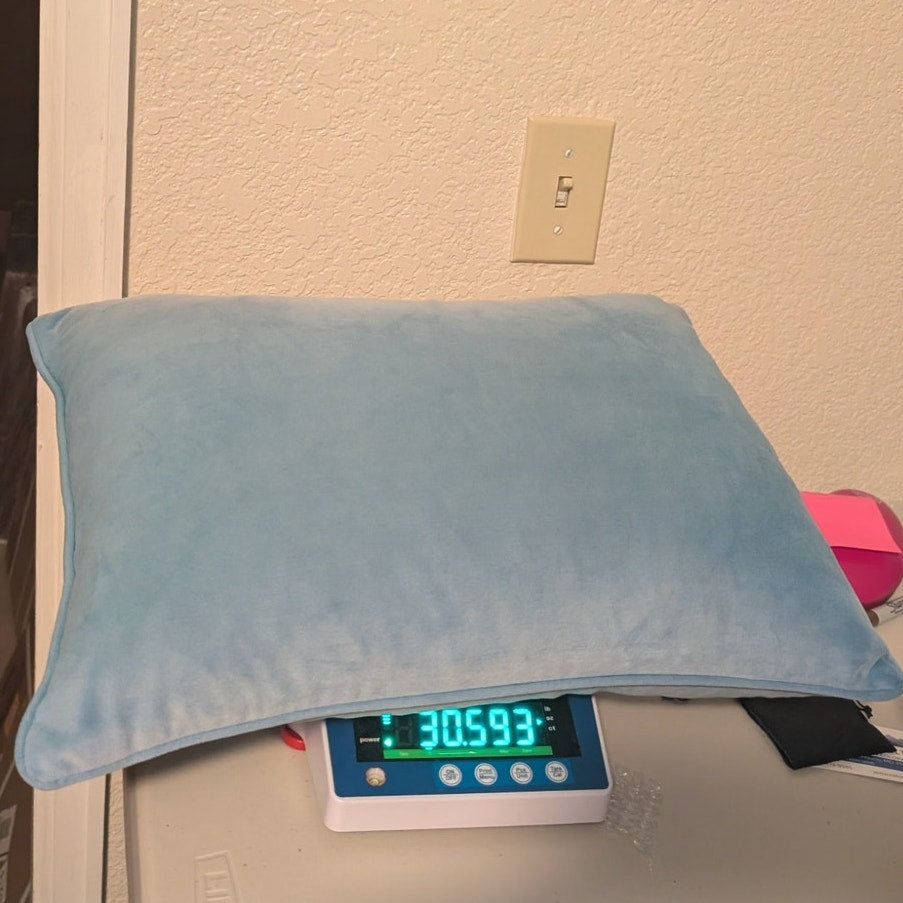 Light Blue Velvet Zippered Down Filled Insert Pillow