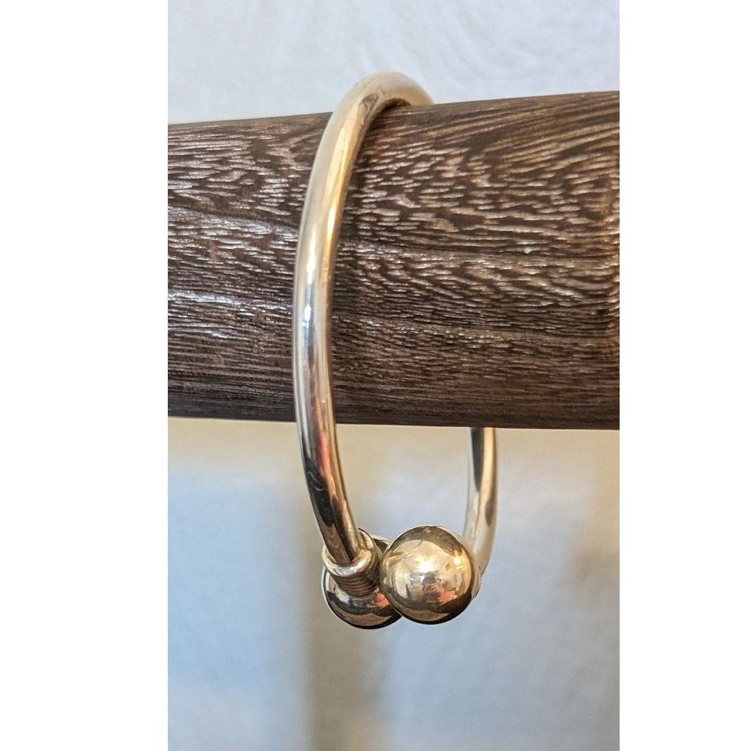 Vintage 925 Sterling Silver Hinged Ball Bangle Stamped 925