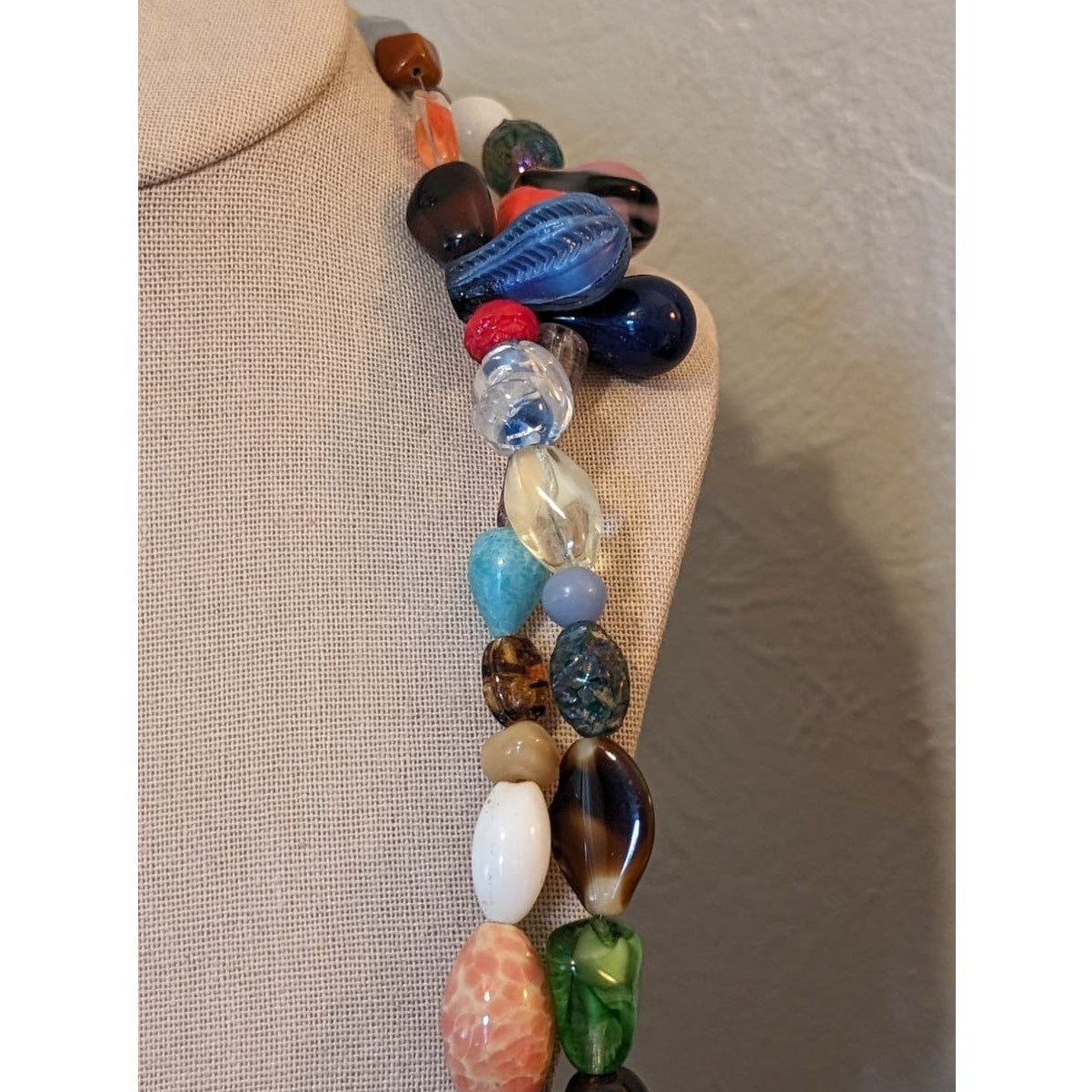 Long Multi Color Multi Shape Glass Bead Strung on Wire 64" Strand