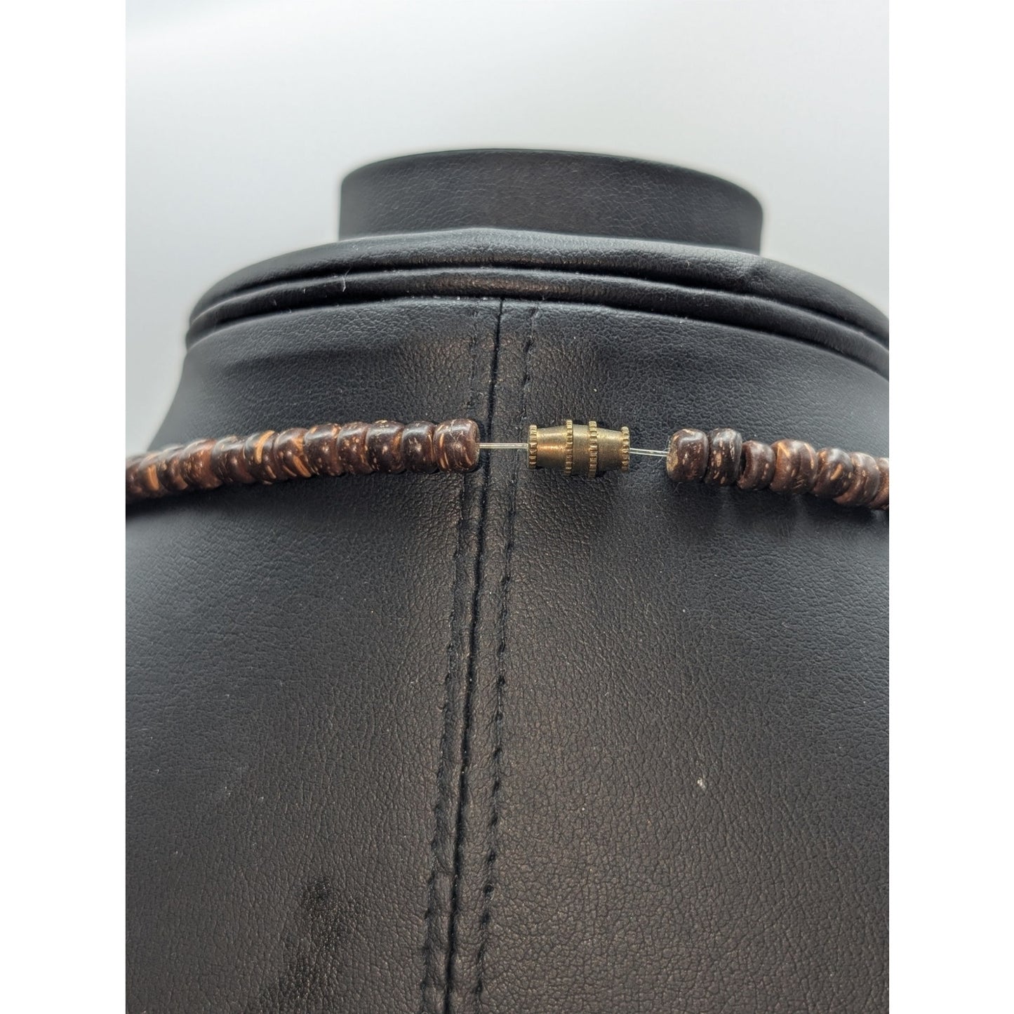 Tribal Lion Tiger Giraffe Carved Animal Coconut Shell Bead Barrel Clasp Necklace
