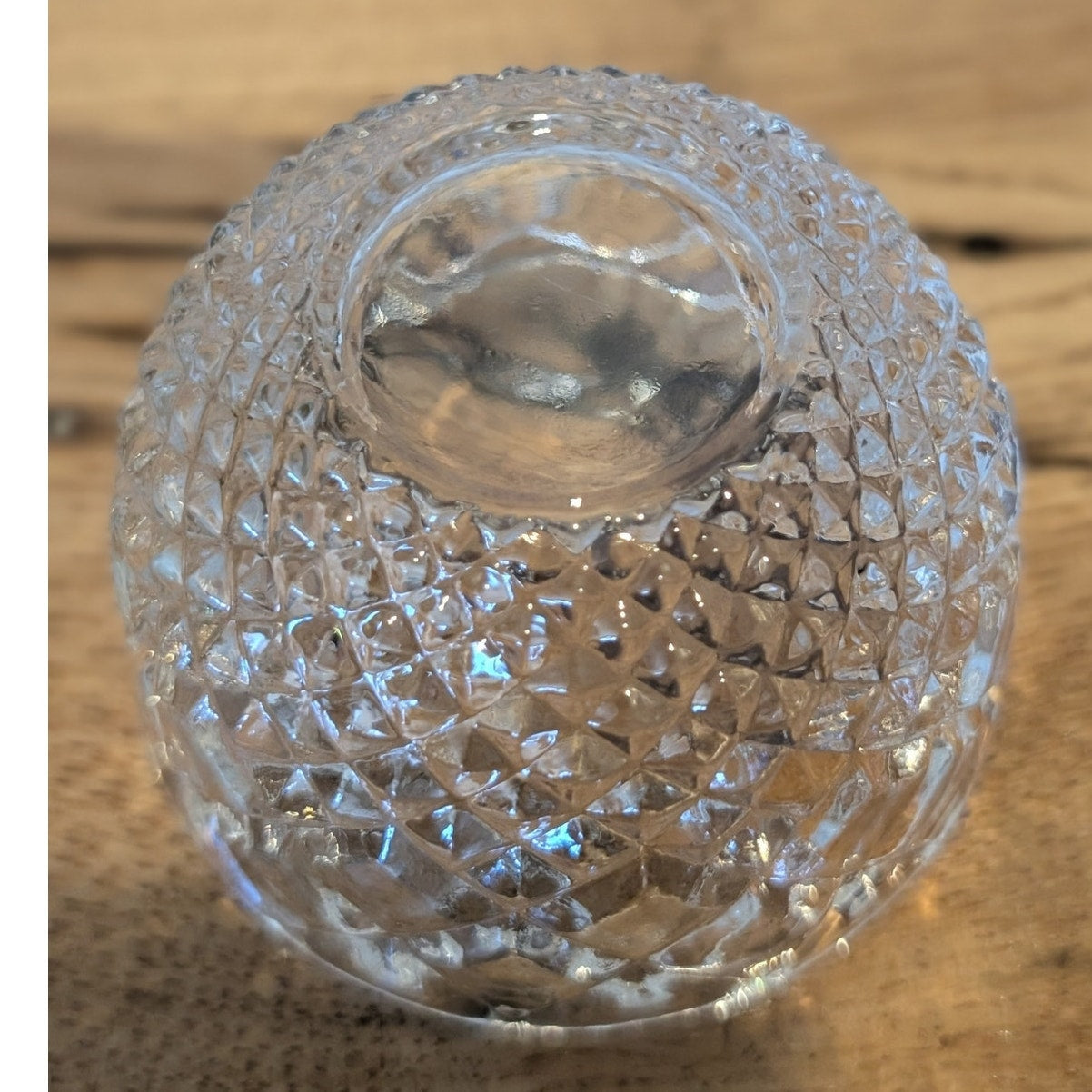 Vintage Diamond Cut Crystal Lidded Mini 3.5" Trinket Keeper