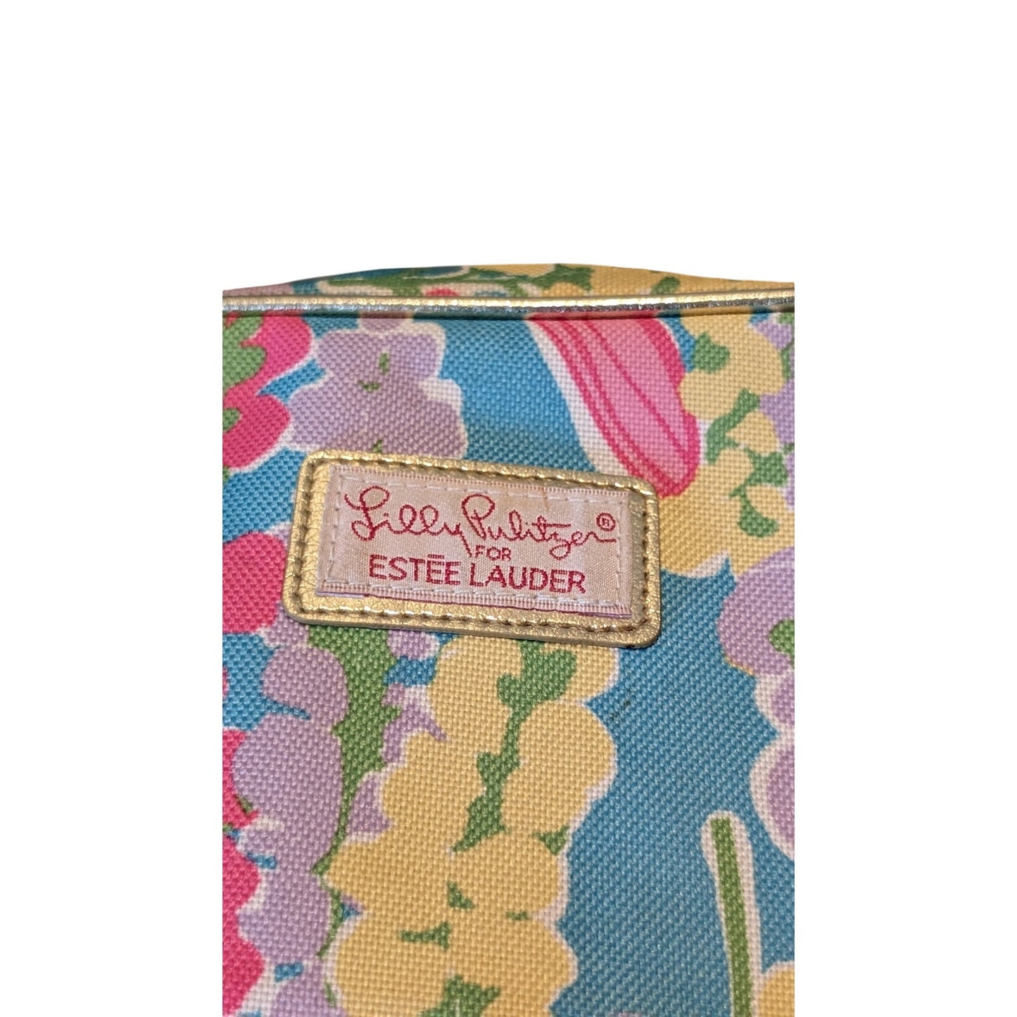 Lilly Pulitzer for Estee Lauder Snapdragon Blue Pink Cosmetic Bag