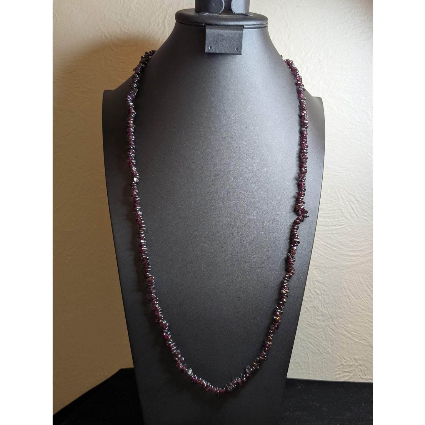 Single Strand Garnet/Amethyst Chip Bead 34" Necklace