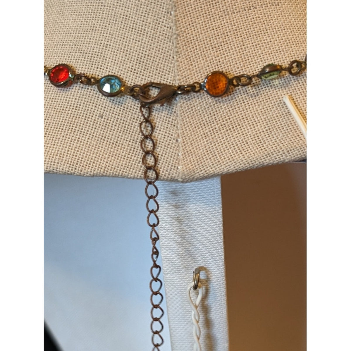 Colorful Bezel Set Crystals Antiqued Choker Chain 16.5-19.5" Necklace