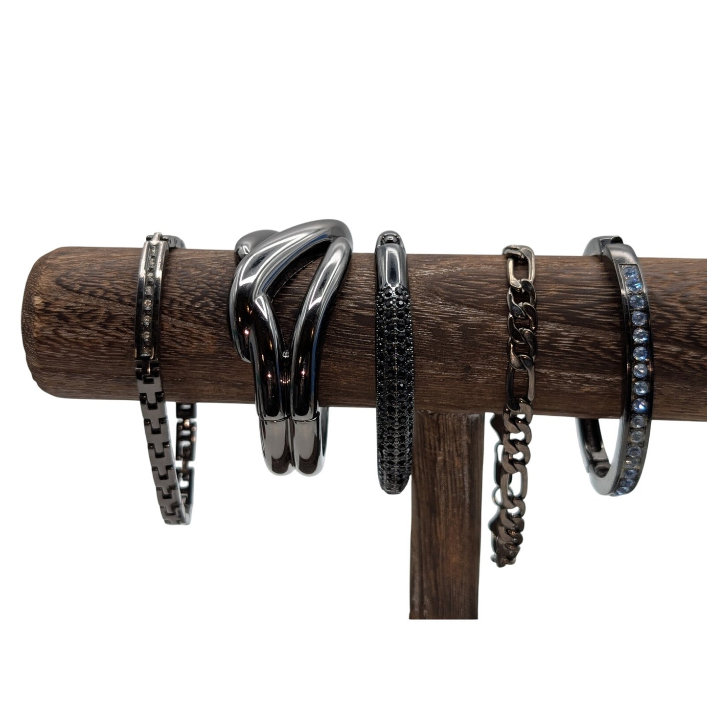 Lot of Five Gun Metal Bracelets