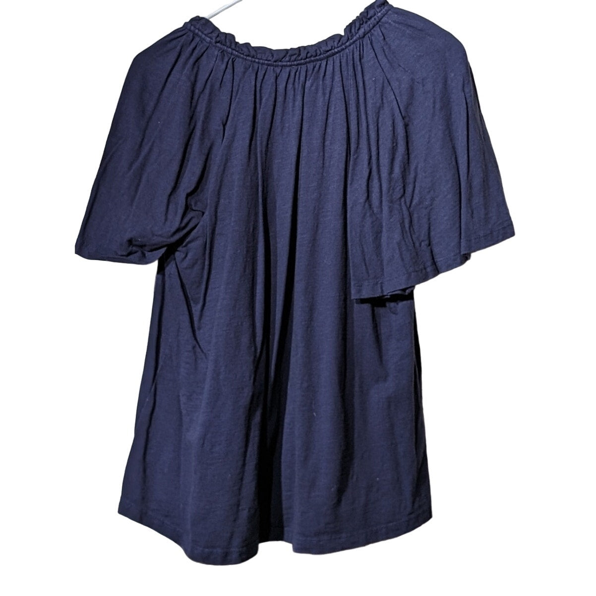 Keep in Touch Floral Embroidered Bell Sleeve Tie Ruffle Neck Top Womens Sz M