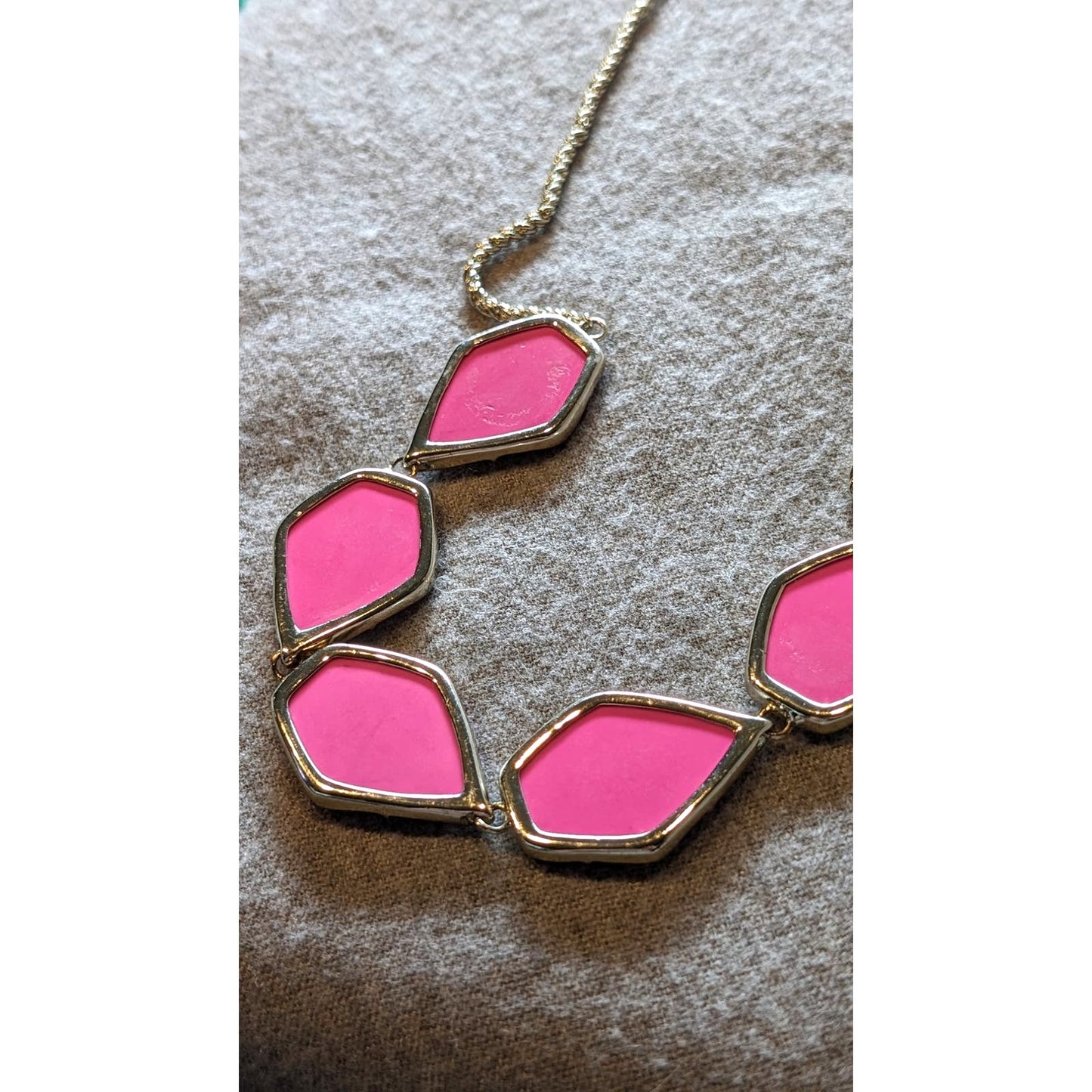Kendra Scott Pink Five Faceted Stone Statement 18" Plus 2" Necklace