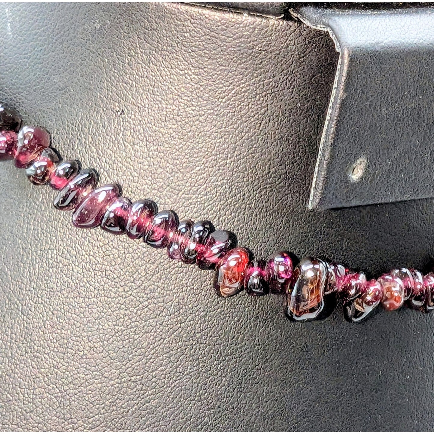 Vintage Purple Garnet Chip 14" Choker Barrel Clasp Necklace