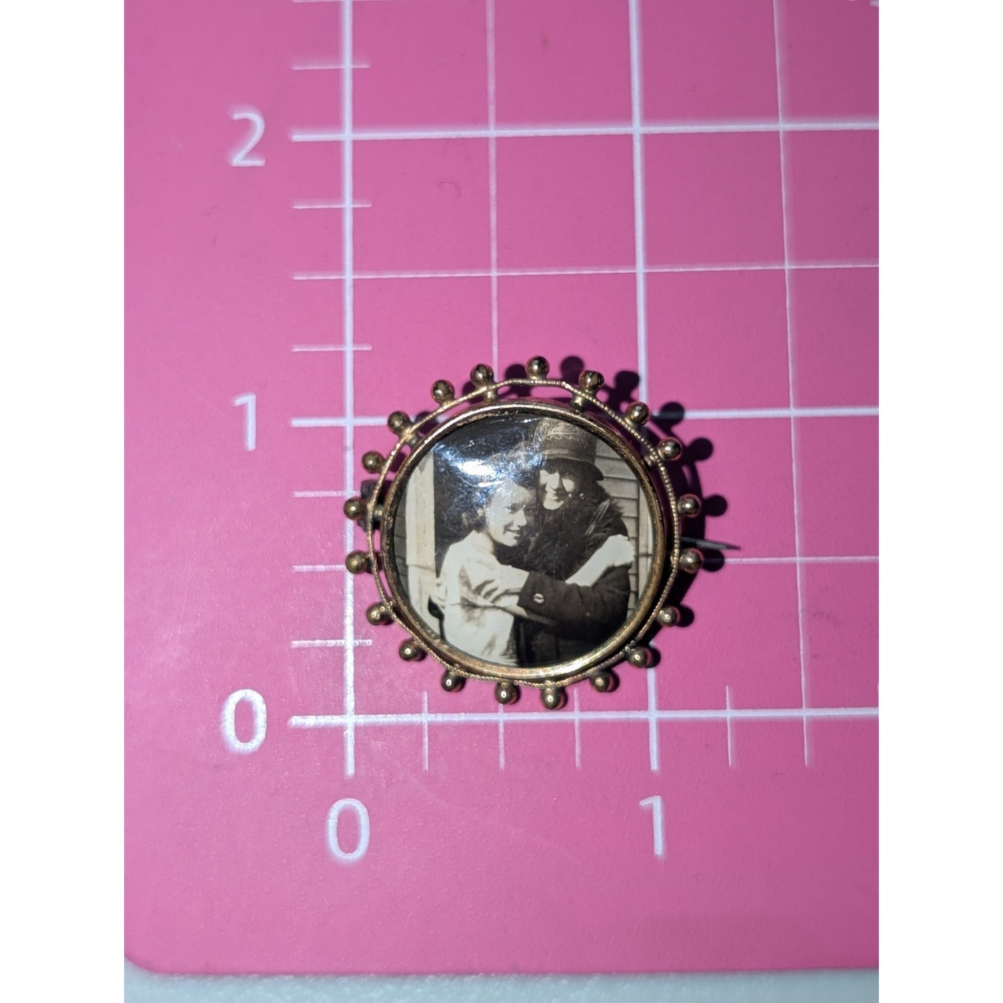 Antique 1920s Photo Frame Brooch W/ Original Picture Signed SD