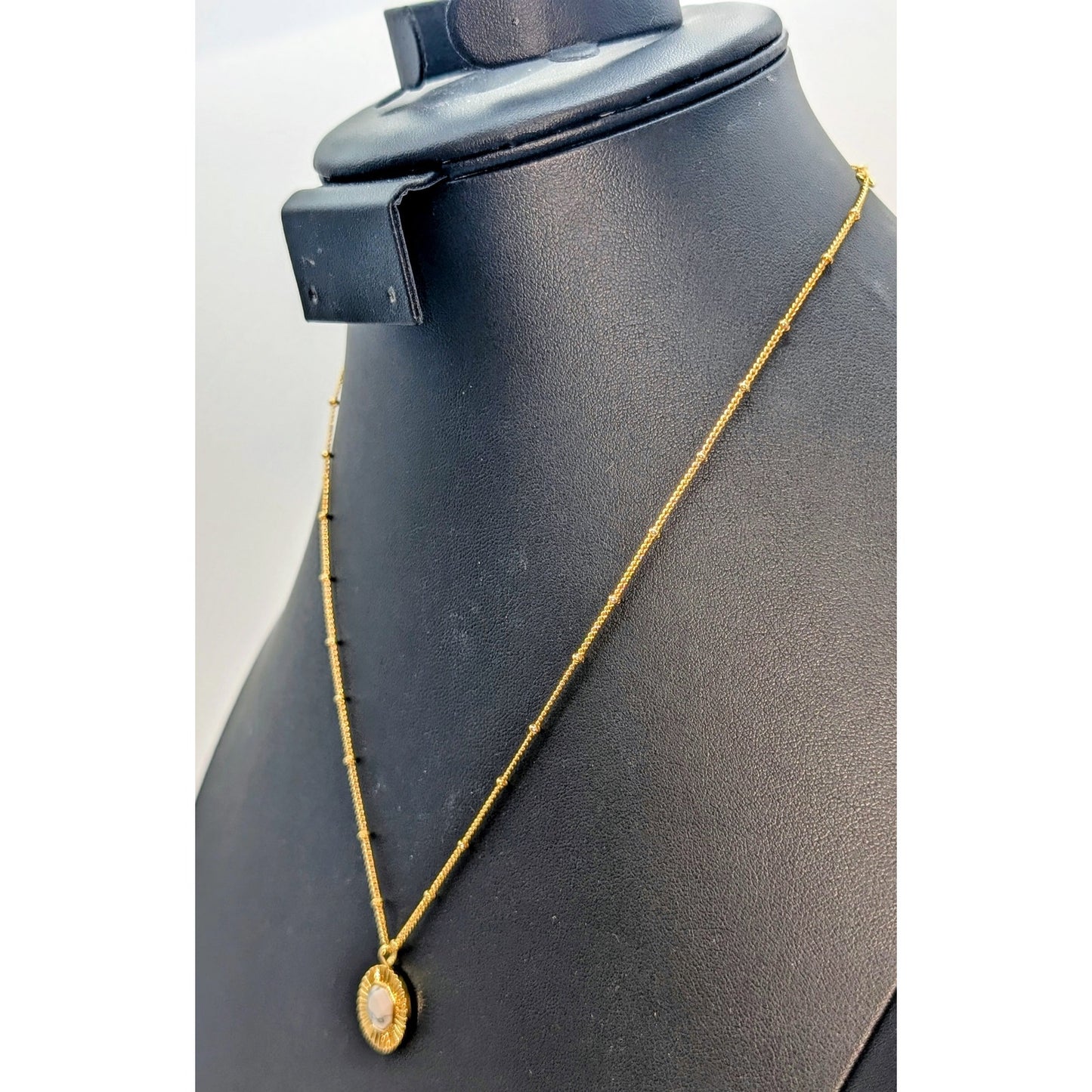Gorjana Power Gemstone Coin Necklace Howlite Calming Stone 18K GP Necklace