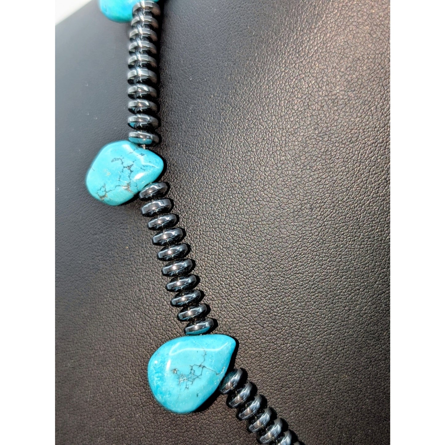 Hematite Dyed Howlite Teardrop Hook Clasp 19" Necklace
