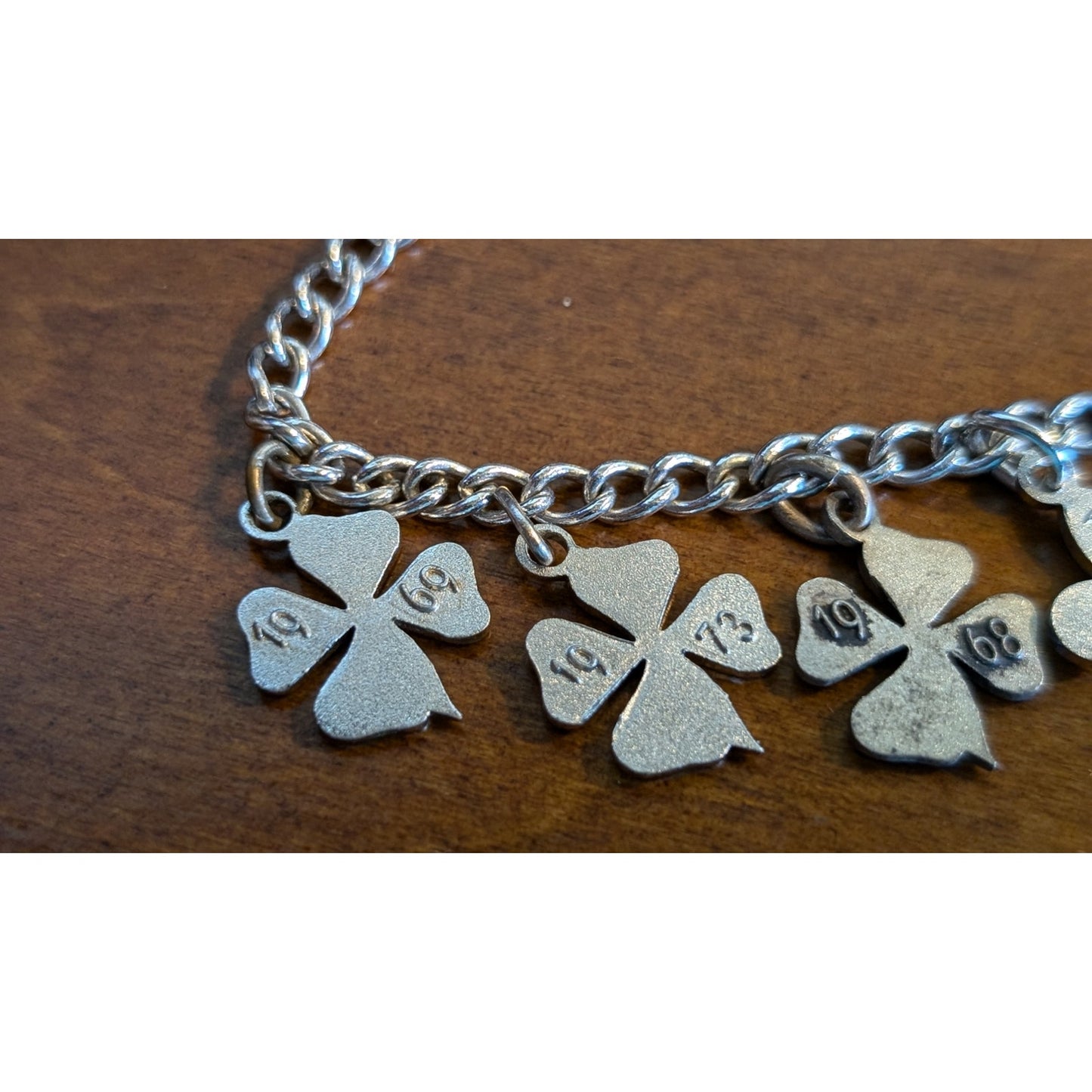 Vintage Sorority Green Enamel Clover Year Perfect Attendance Charm Bracelet