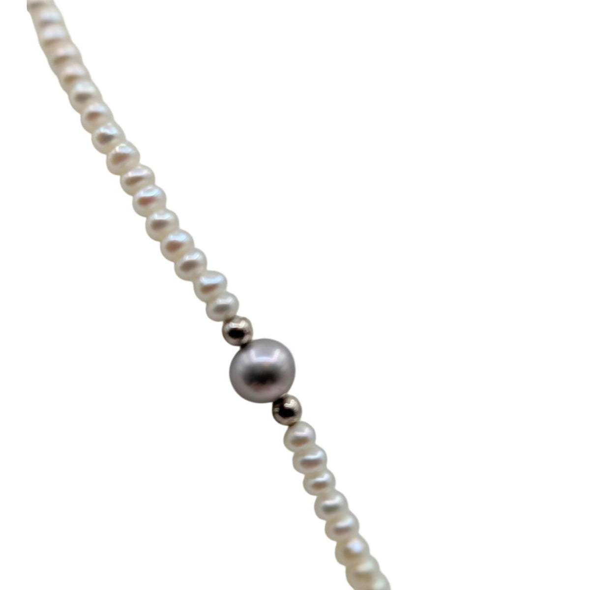 Vintage Honora 925 Sterling Silver White & Light Gray Akoya Pearl 18" Necklace