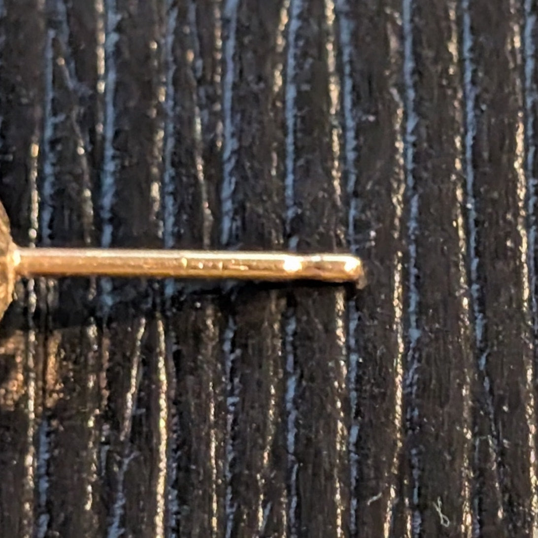 14k Vtg Tested Diamond Stud Earrings W/ Removable Purple Carved Flower Jacket