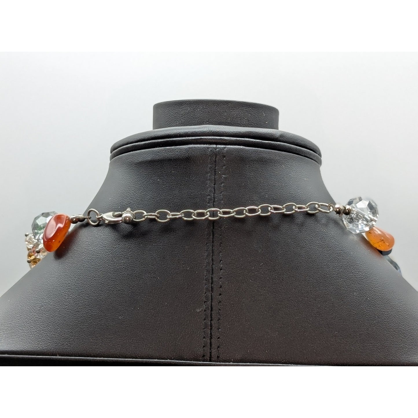 Multi Color & Shape Crystal Stone Silver Tone 21.5" Necklace