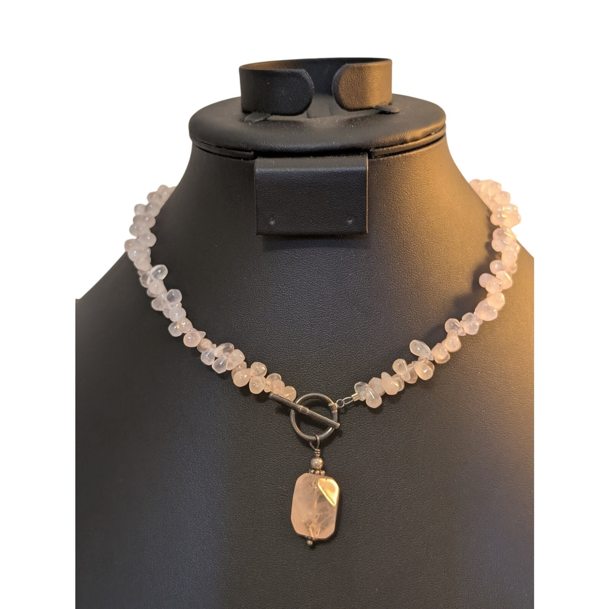 Silpada Retired Pink Rose Quartz Teardrop Stone 925 Sterling Silver Necklace