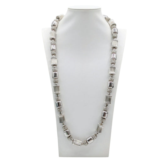 Vtg Monet Statement Couture Modernist Filigree Balls Silver Tone Beaded Necklace