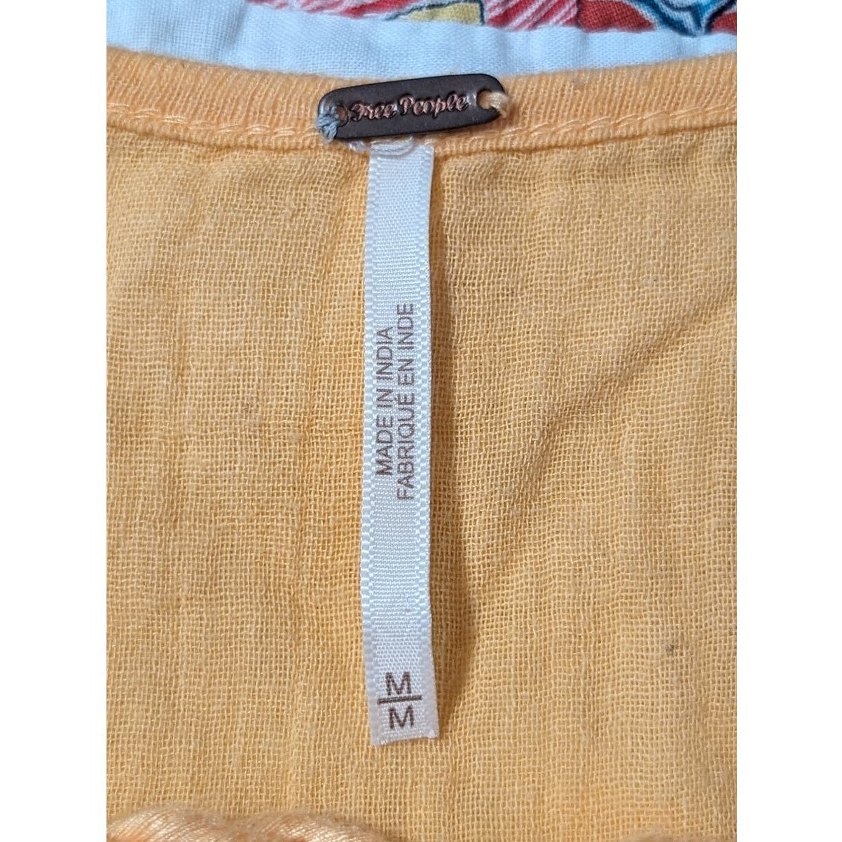 Free People Carrot Ginger Embroidered Dolman Boho Tie Market Tee Womens Sz M