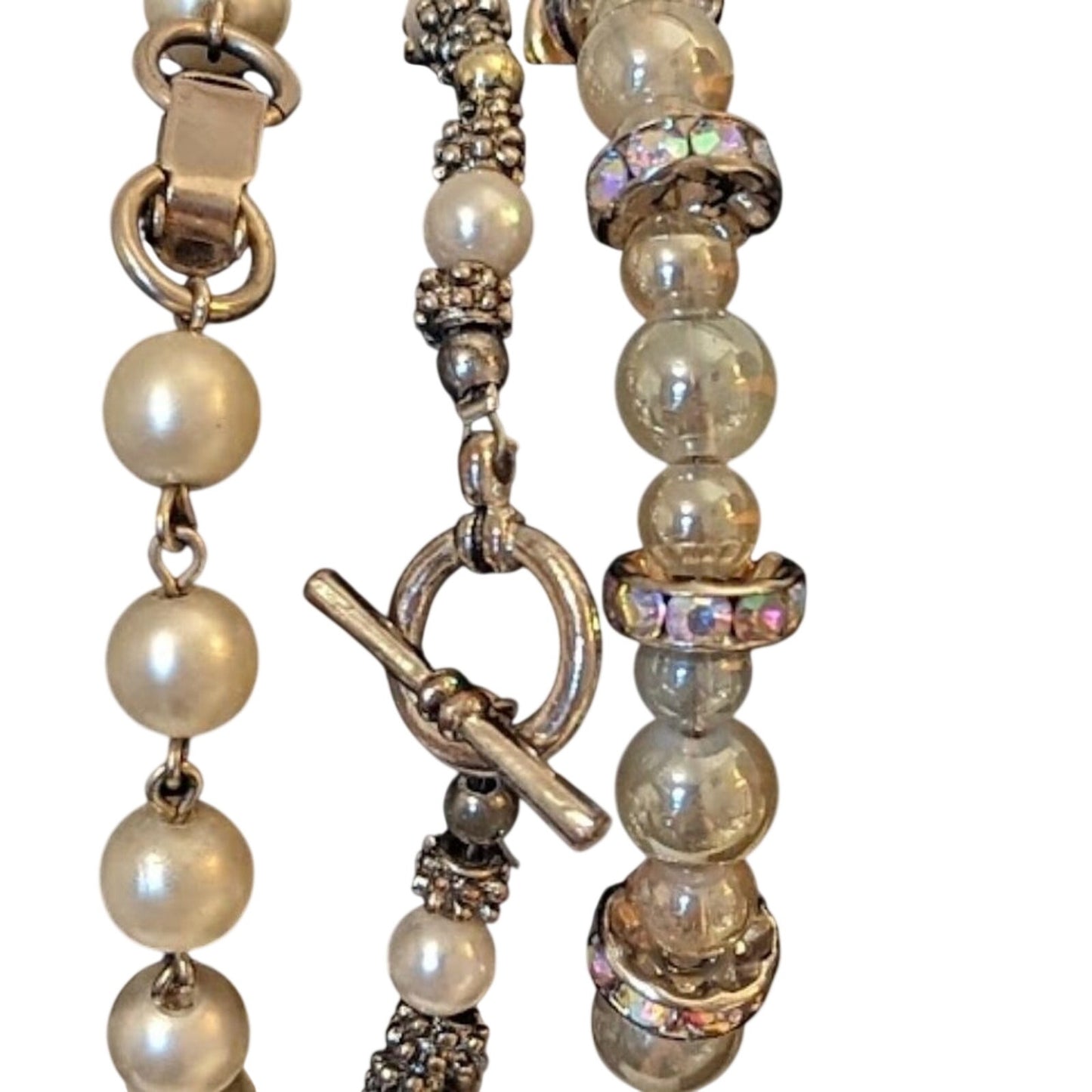 Lot of Three Pearl Type Bracelets To Wear Together or Separately
