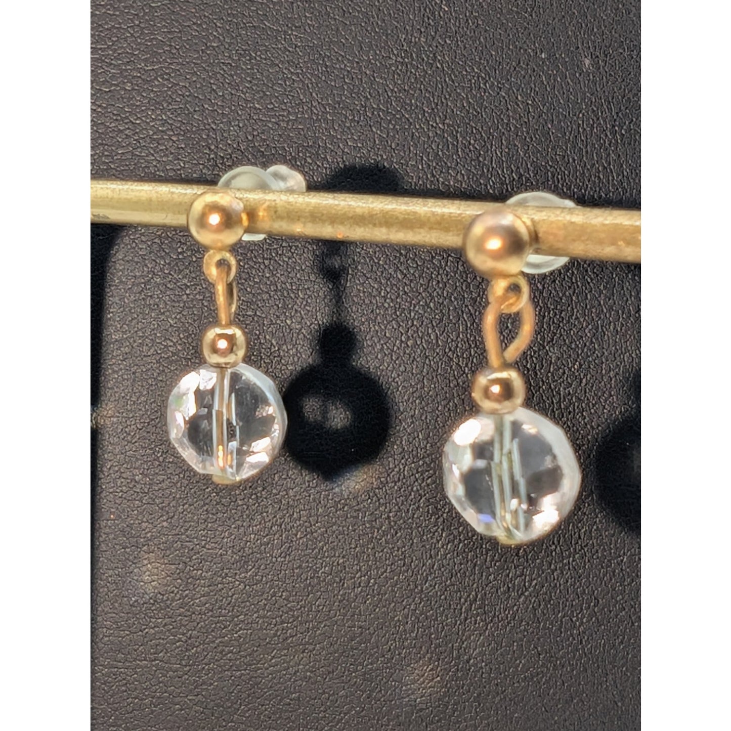 Vintage Gold Tone Crystal Bead Drop Dangle Earrings