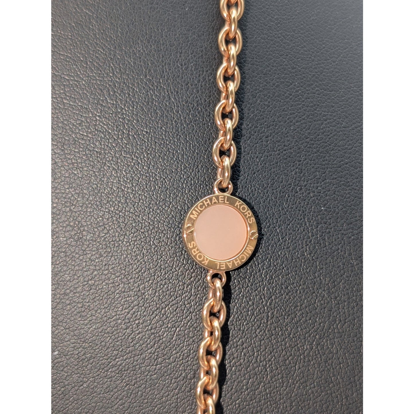 Michael Kors Resin Station Rose Tone Chain 36" Necklace