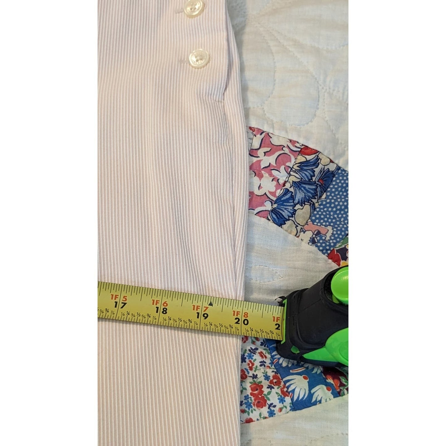 Ralph Lauren Pale Pink Striped Cotton Stretch Side Button Flat Front Pant Sz 10