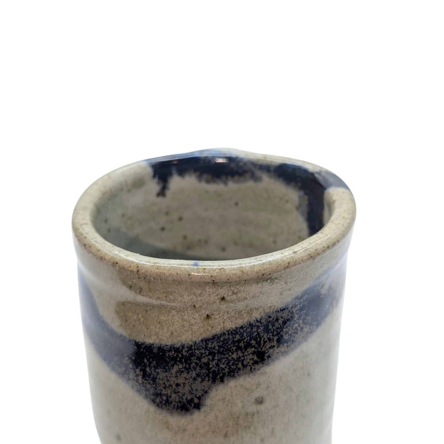 Signed Blue Drip Glaze Pottery Coffee Mug