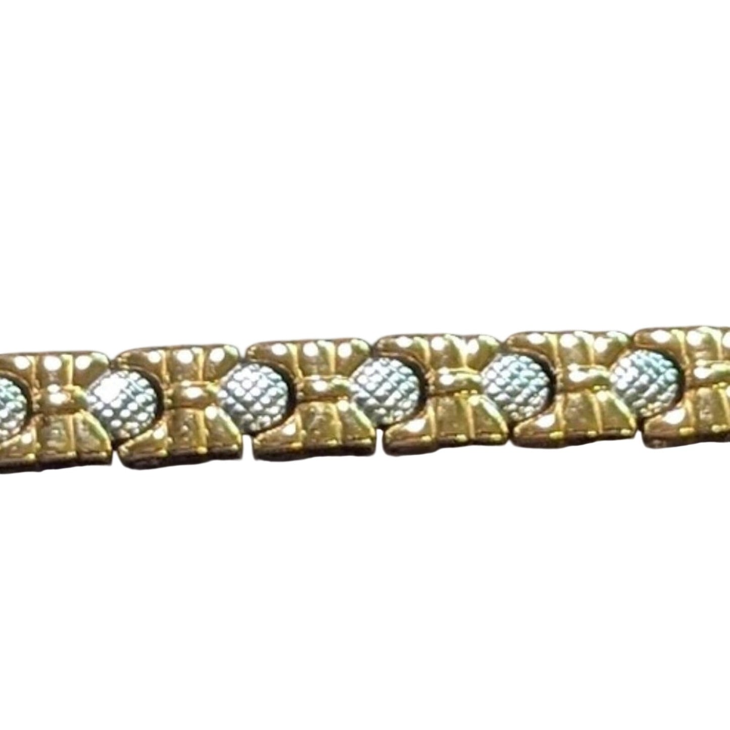 Two Toned Stainless Steel Magnetic Bracelet with Fold Over Clasp