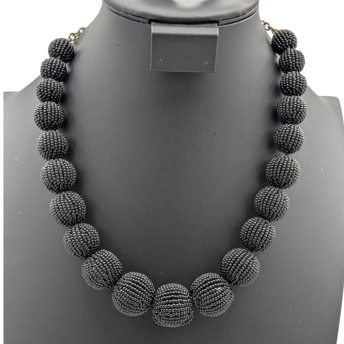J. Crew Black Graduated Seed Bead Ball 18"-22" Necklace