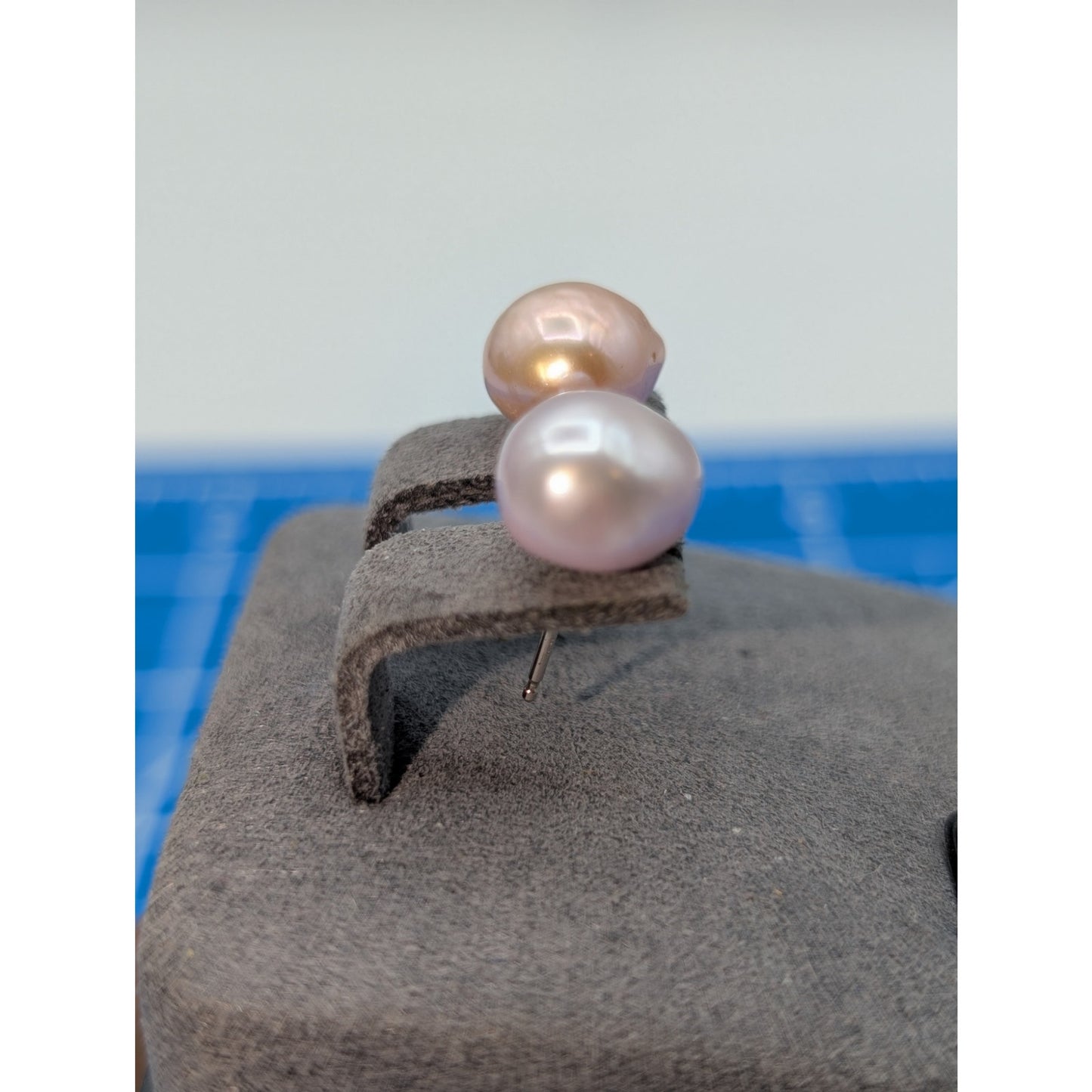 925 Sterling Silver Peachy Lavender Freshwater Pearl Stud Earrings