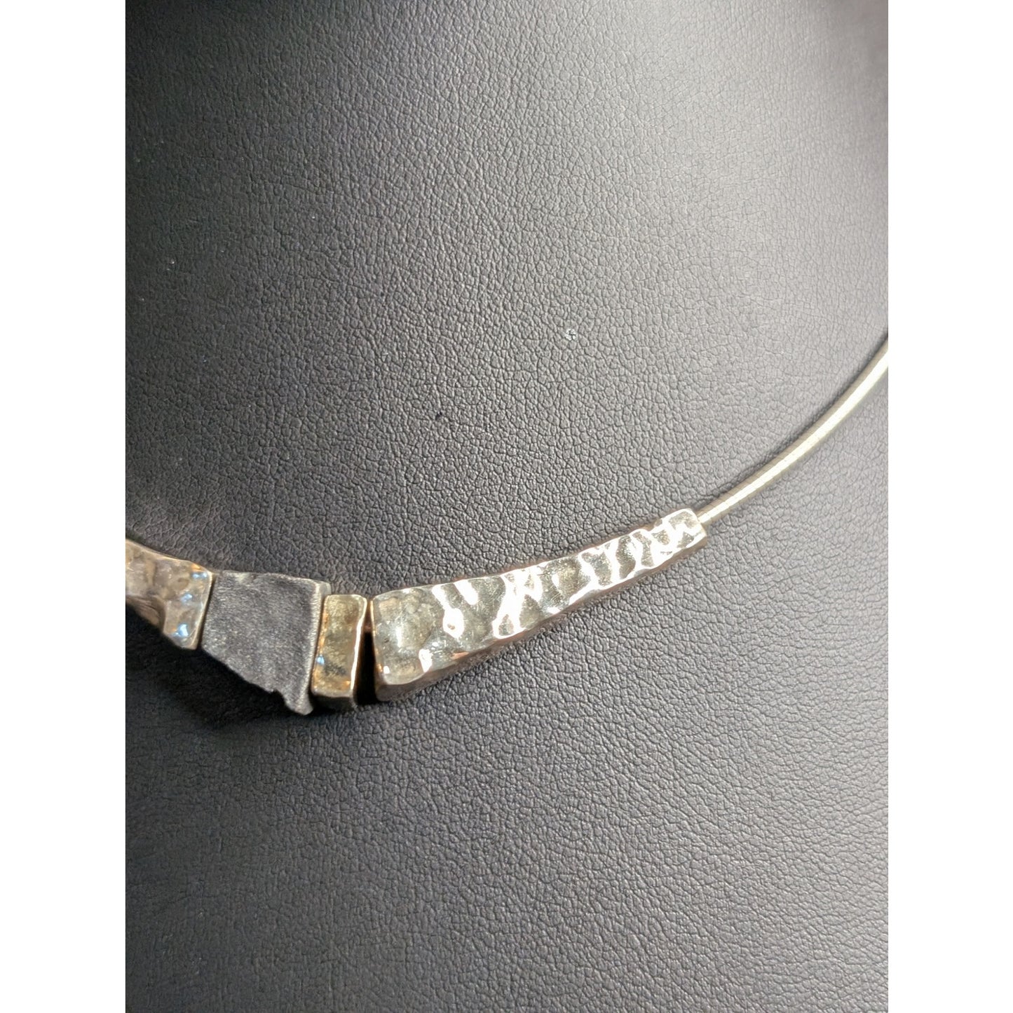 925 Sterling Silver Wire Cable Multi Color/Finish Hammered Bead 16" Necklace