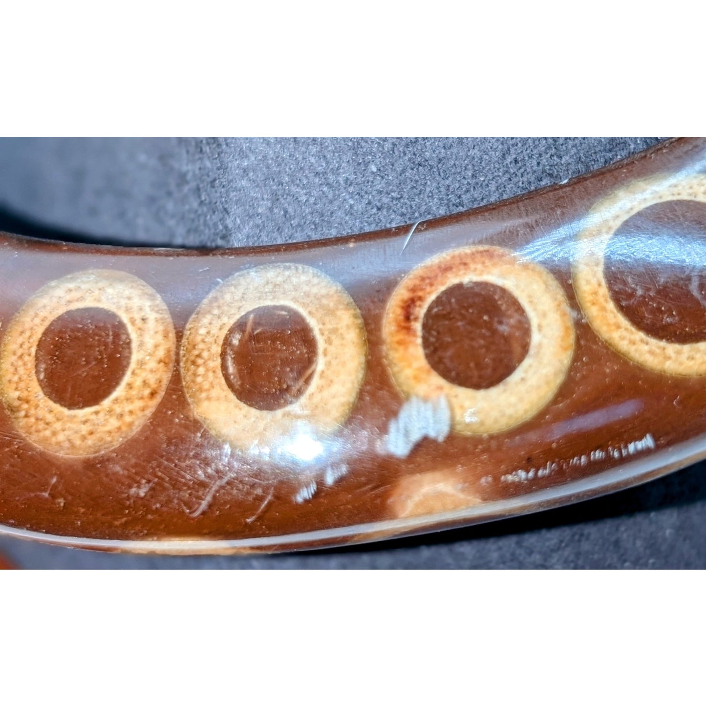Vintage Kenneth Jay Lane Knife Edge Bamboo Slice Chunky Brown Resin Bangle