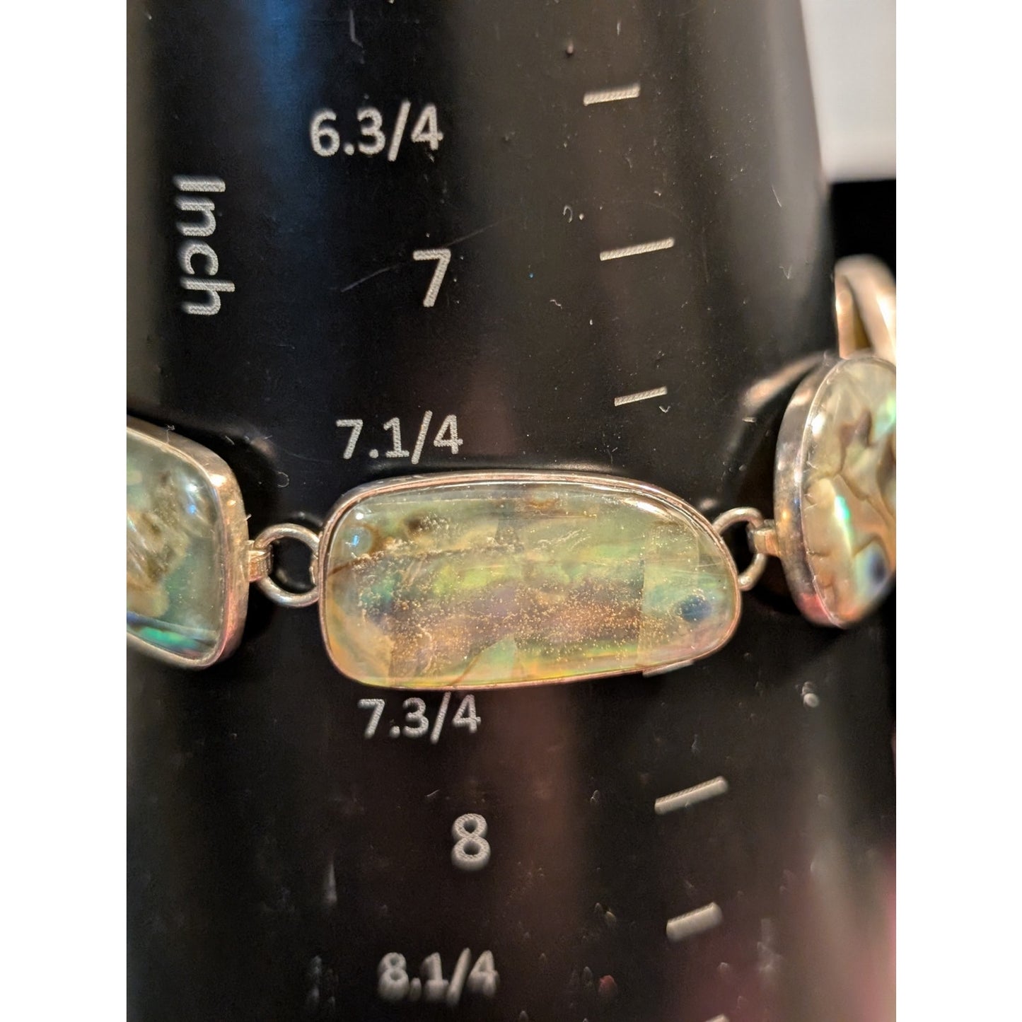 Sterling Silver Abalone Shell Toggle Bracelet