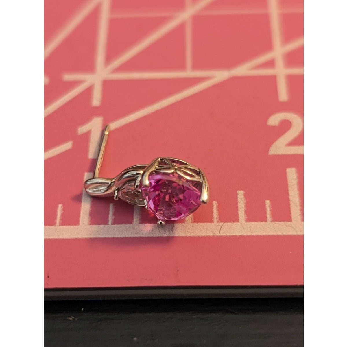 Pink Sapphire CZ 925 Sterling Silver Post Earrings