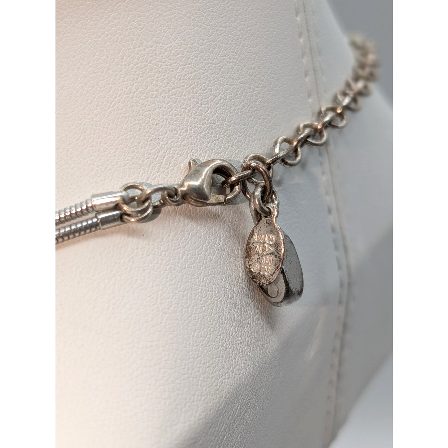 Vintage Marjorie Baer Loopy Tri-Tone Metal Double Strand Chain 16"-19" Necklace
