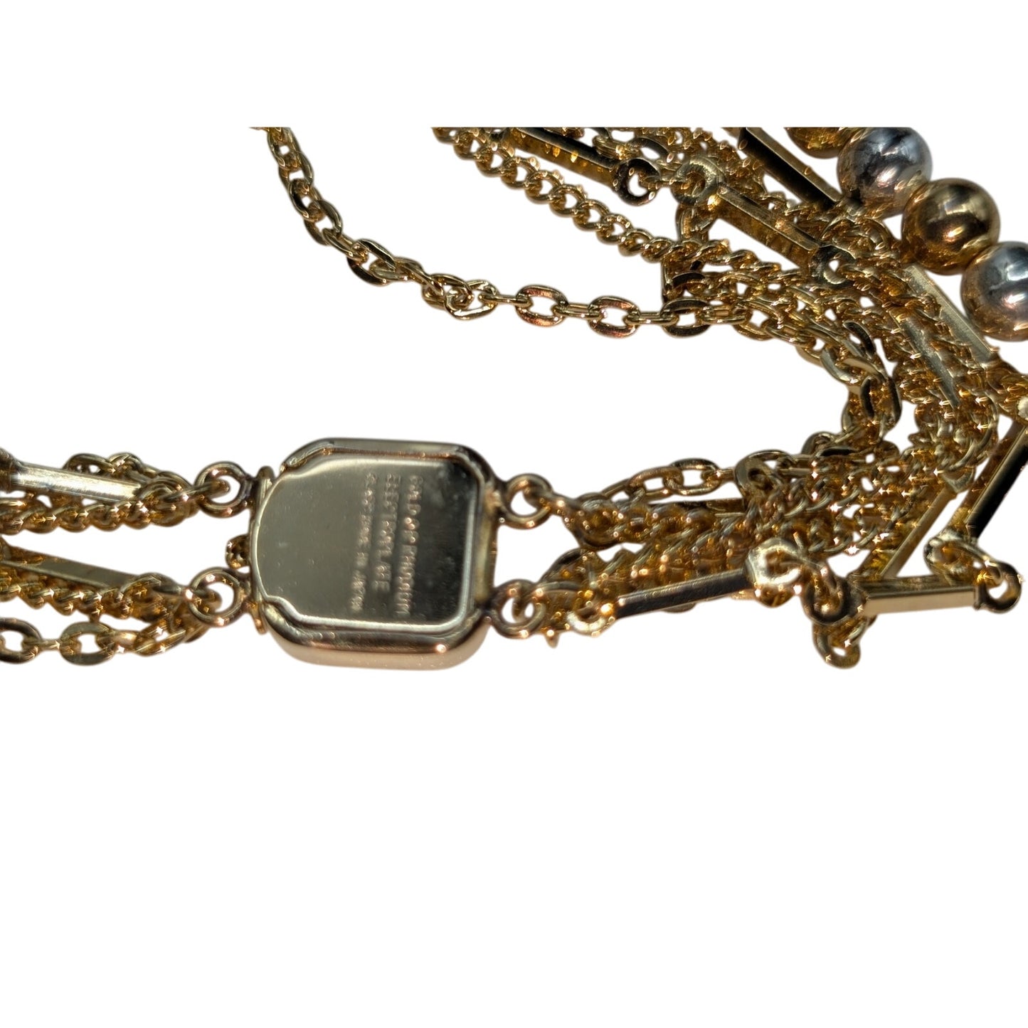 Lot of Four Gold Tone W/ Two Tone Crystal Layered Chain Necklaces