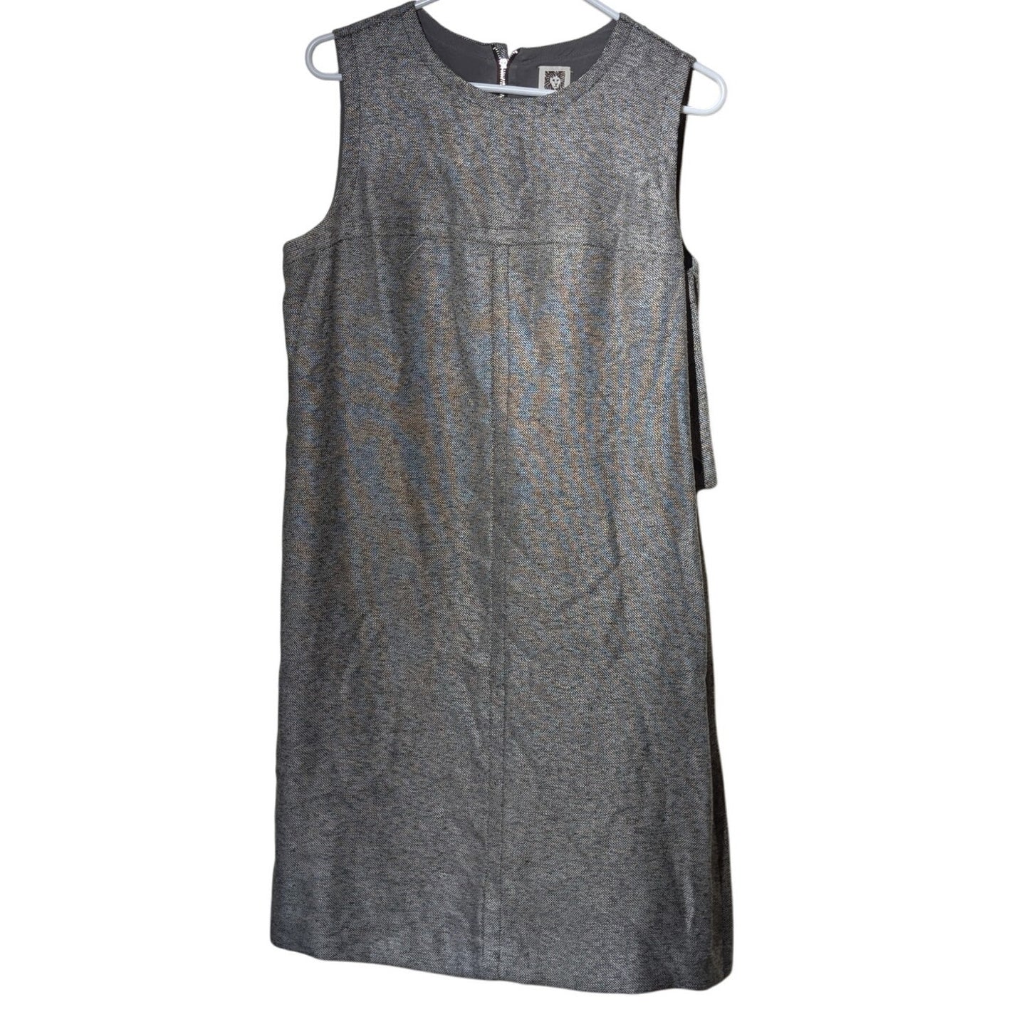 Anne Klein Gray Tweed Sleeveless Faux Wrap Button Side Jumper/Dress Womens Sz 10