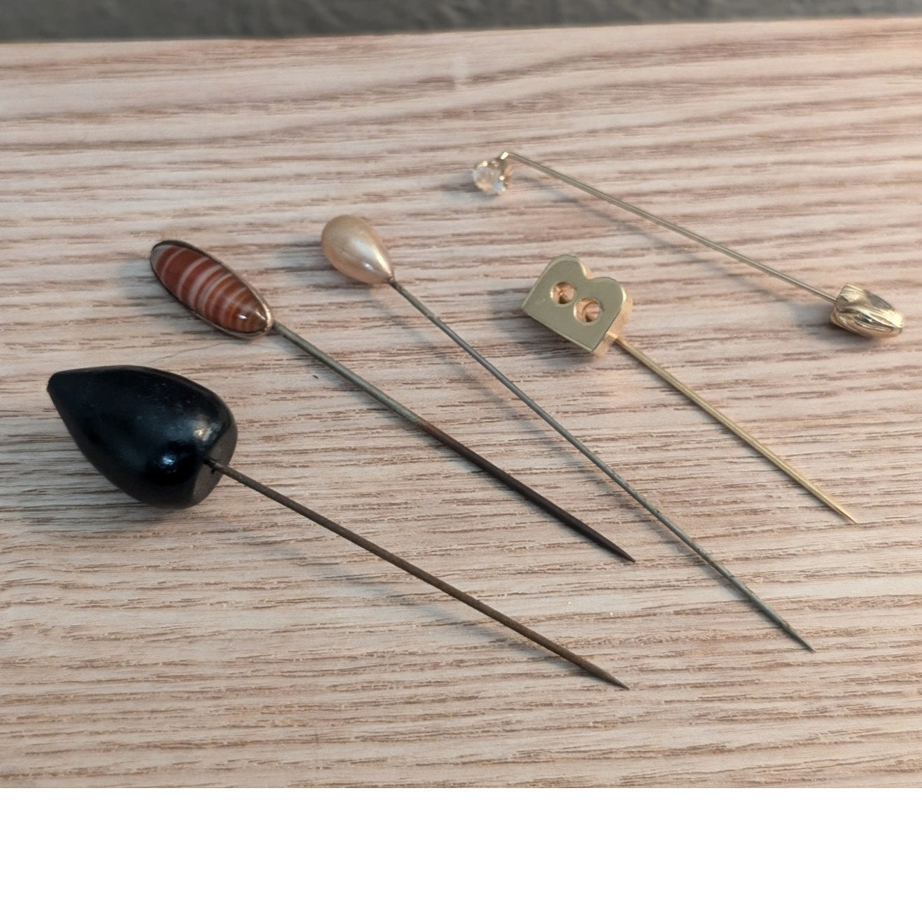 Lot of Five Hatpins Antique Vintage to Modern