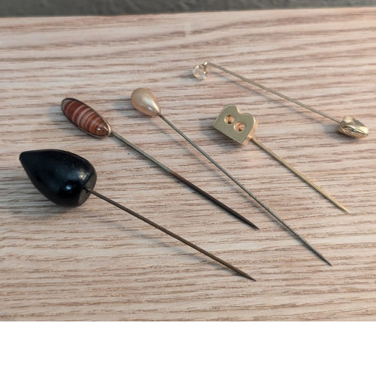 Lot of Five Hatpins Antique Vintage to Modern