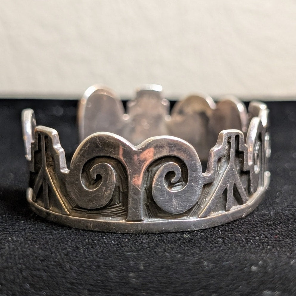 Vintage Hopi Taxco TS-95 Sterling Silver 7" Cuff  Bracelet 33.5g