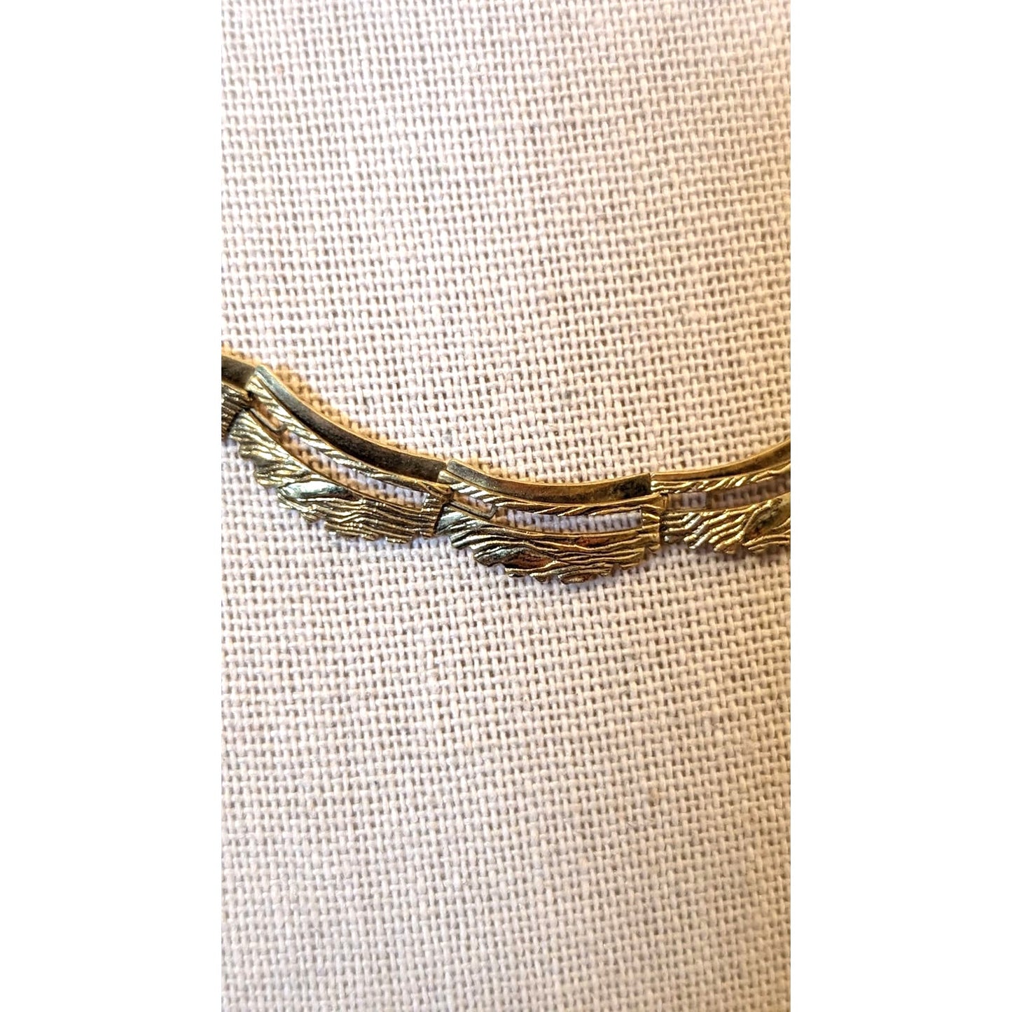 Vintage 1950s Made in Germany Rolled Gold Leaf Design Open Link Chain Necklace