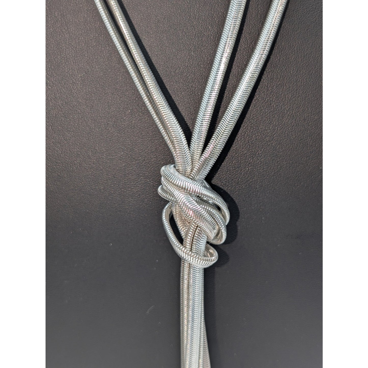 Charming Charlie Long Double Strand Knotted Snake Chain Tassel Necklace